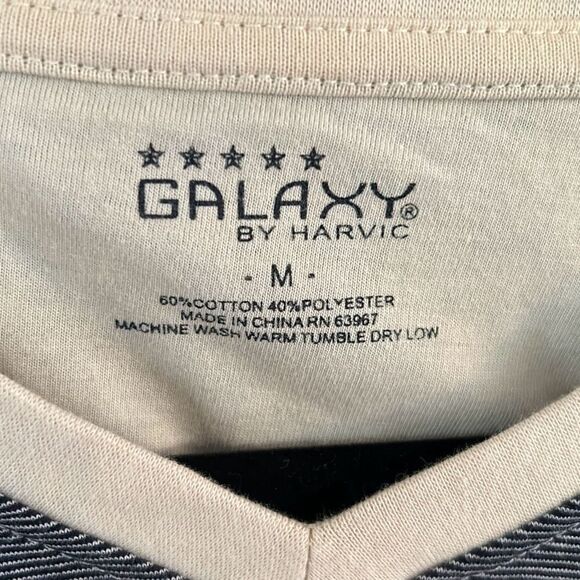 NWOT galaxy by Harvick black and tan striped V-neck T-shirt size M men's - Picture 2 of 4
